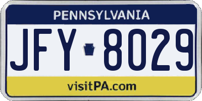 PA license plate JFY8029