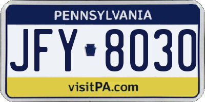 PA license plate JFY8030
