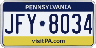 PA license plate JFY8034