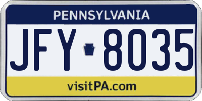 PA license plate JFY8035