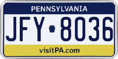 PA license plate JFY8036