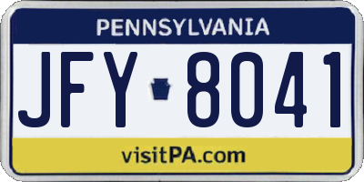 PA license plate JFY8041