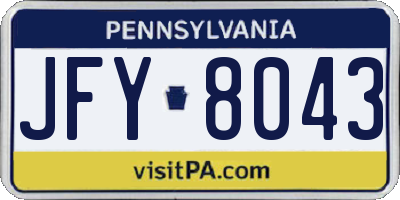 PA license plate JFY8043