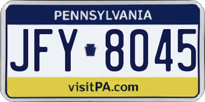 PA license plate JFY8045