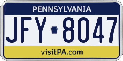 PA license plate JFY8047