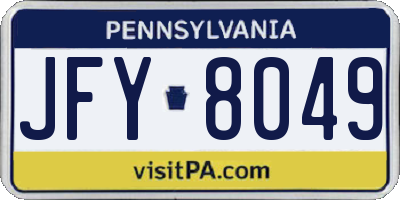 PA license plate JFY8049