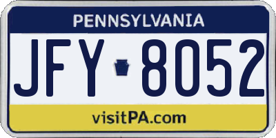 PA license plate JFY8052