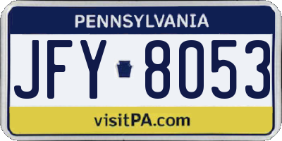 PA license plate JFY8053