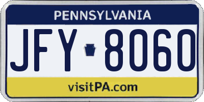 PA license plate JFY8060
