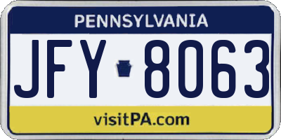 PA license plate JFY8063