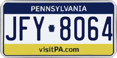 PA license plate JFY8064
