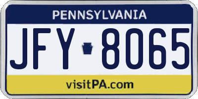 PA license plate JFY8065