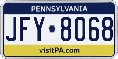 PA license plate JFY8068