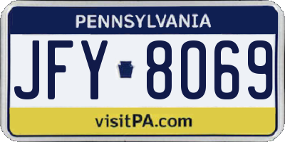PA license plate JFY8069