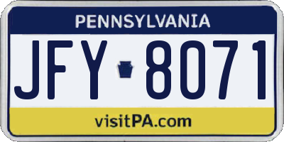 PA license plate JFY8071