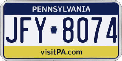 PA license plate JFY8074
