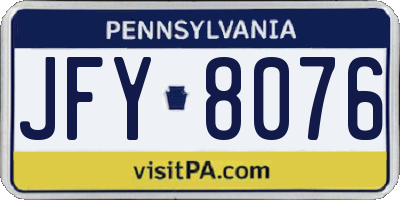 PA license plate JFY8076