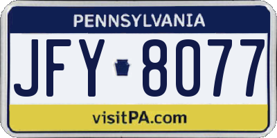 PA license plate JFY8077