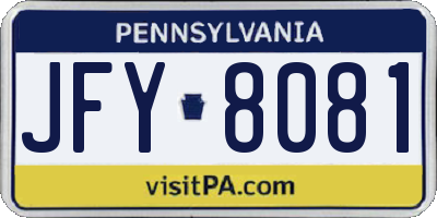 PA license plate JFY8081