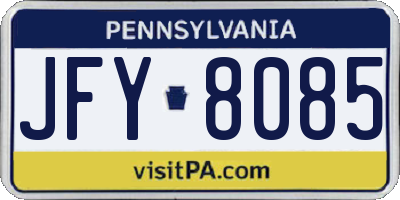 PA license plate JFY8085