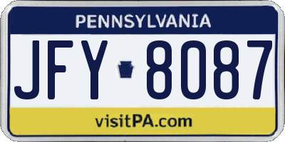 PA license plate JFY8087