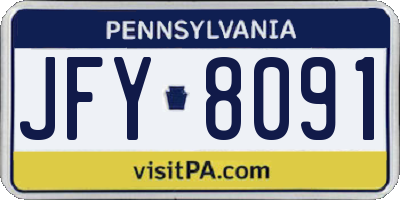 PA license plate JFY8091