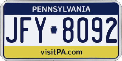 PA license plate JFY8092