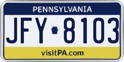 PA license plate JFY8103