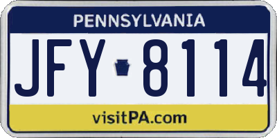 PA license plate JFY8114