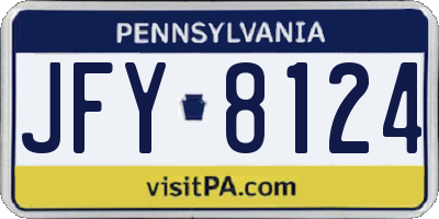 PA license plate JFY8124