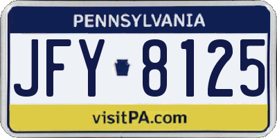 PA license plate JFY8125