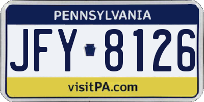 PA license plate JFY8126