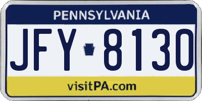PA license plate JFY8130