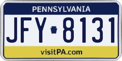 PA license plate JFY8131