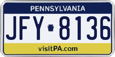 PA license plate JFY8136