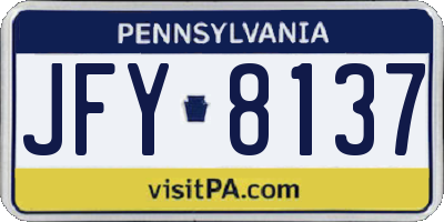 PA license plate JFY8137