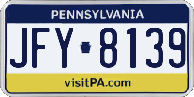 PA license plate JFY8139
