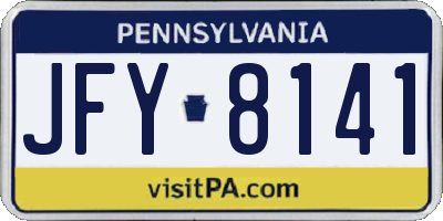 PA license plate JFY8141