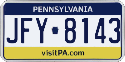 PA license plate JFY8143