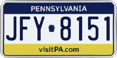 PA license plate JFY8151