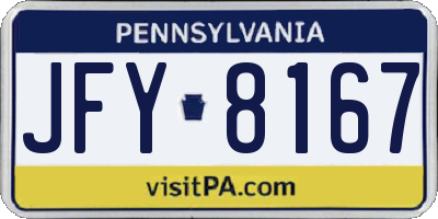 PA license plate JFY8167