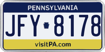 PA license plate JFY8178