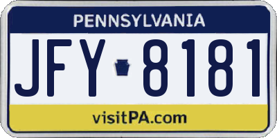 PA license plate JFY8181