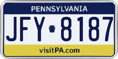 PA license plate JFY8187