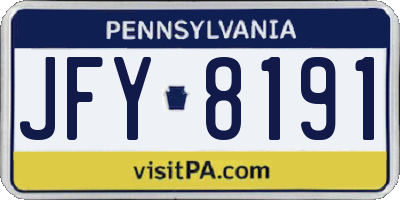PA license plate JFY8191