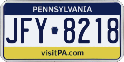 PA license plate JFY8218