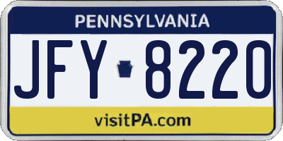 PA license plate JFY8220