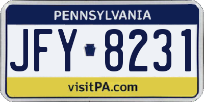 PA license plate JFY8231
