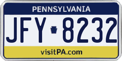 PA license plate JFY8232