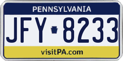 PA license plate JFY8233